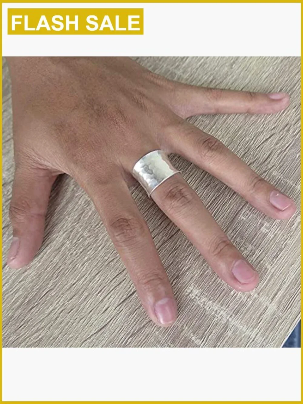 Hammered Sterling Silver Wide Band Ring Adjustable 6-12